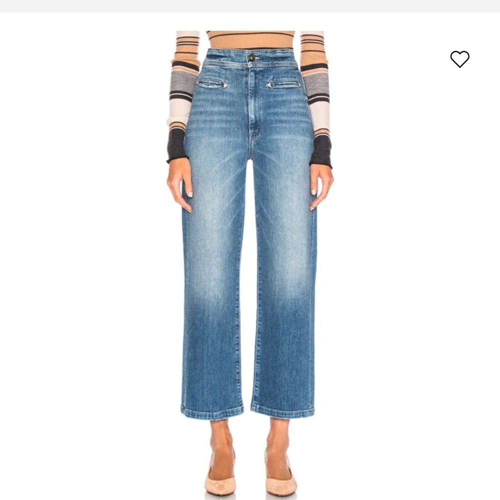 Mother welt front greaser jeans in champagne & cowboys 28